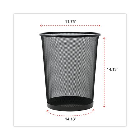 Universal 8 qt Round Cylinder Trash Can, Black, Open Top, Steel Mesh UNV20008